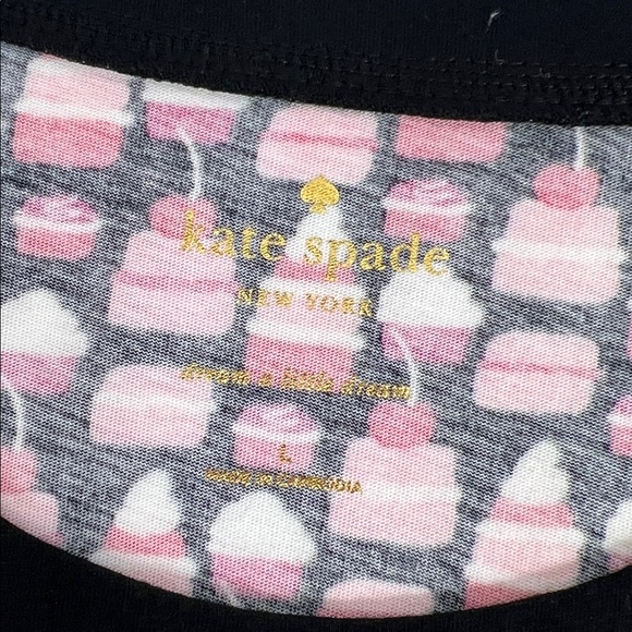 Kate Spade Sz Large Cupcake Print Sleep Shirt Pink & Red Pockets EUC - Picture 3 of 10